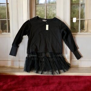 Anthropologie Extra Small Black Long Sleeve Top With Flowy Mesh New With Tags!